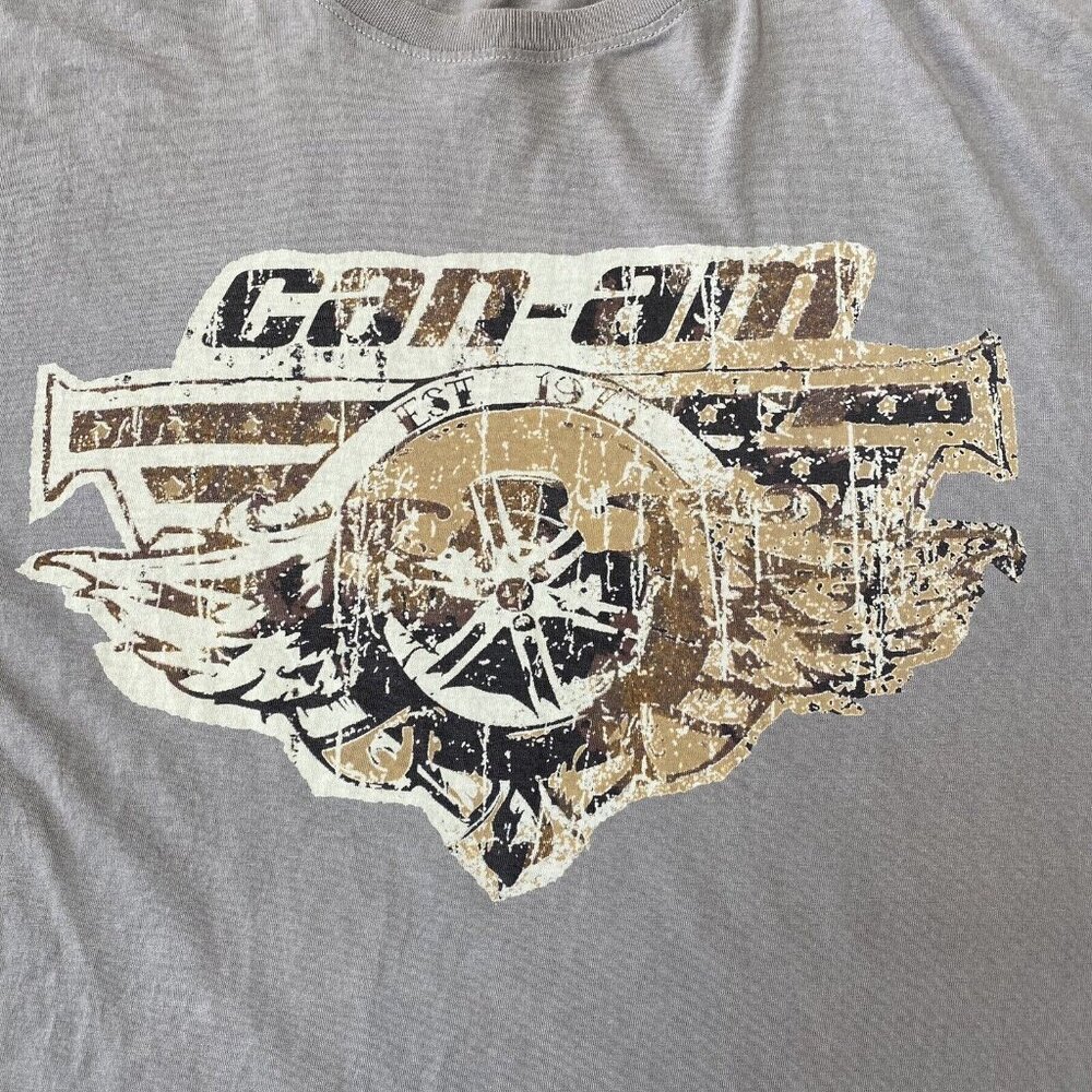 Can-Am T-shirt Mens Size XL Short Sleeve Camo Logo Lightweight Gray
